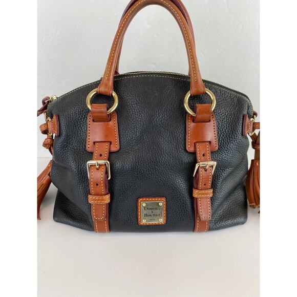 Dooney & Bourke Handbags - Dooney & Bourke Bristol Western Satchel Bag Black Pebble Leather Tassels Cowgirl